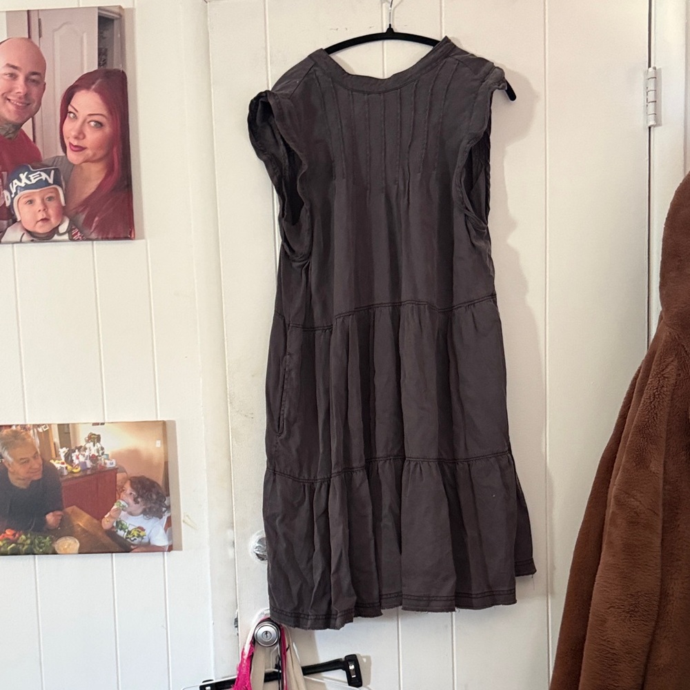 Anthropologie Charcoal Gray Tiered Midi Dress cover up